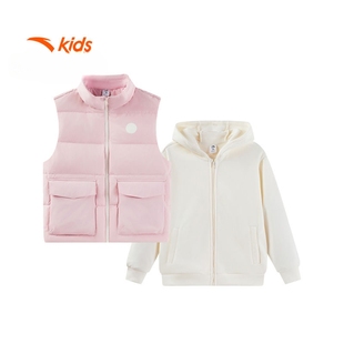 安踏儿童女童两件套上衣2025款 防水 舒适保暖中大童羽绒服马甲套装