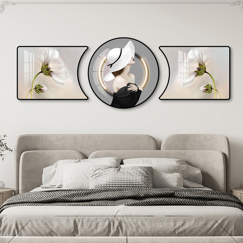 现代简约卧室装饰画轻奢房间背景墙挂画2026新款大气主卧三联壁画