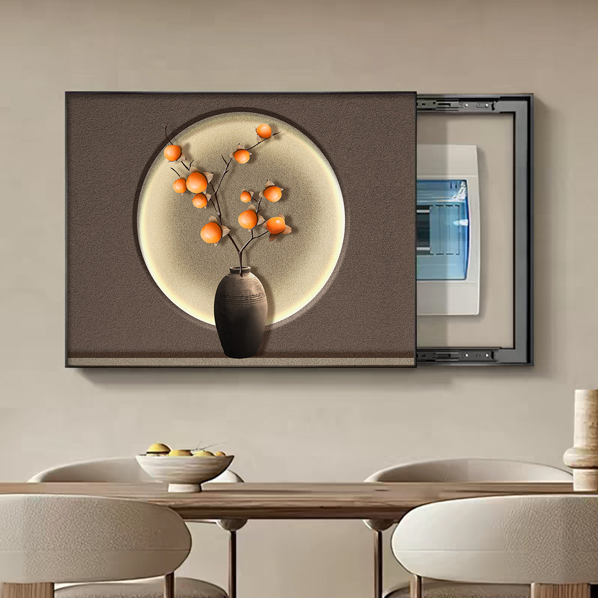 侘寂风电表箱装饰画免打孔配电箱弱电源遮挡挂画多媒体盒开关盖板,家居饰品,现代装饰画,淘宝优惠券,粉丝福利购,淘宝优惠卷