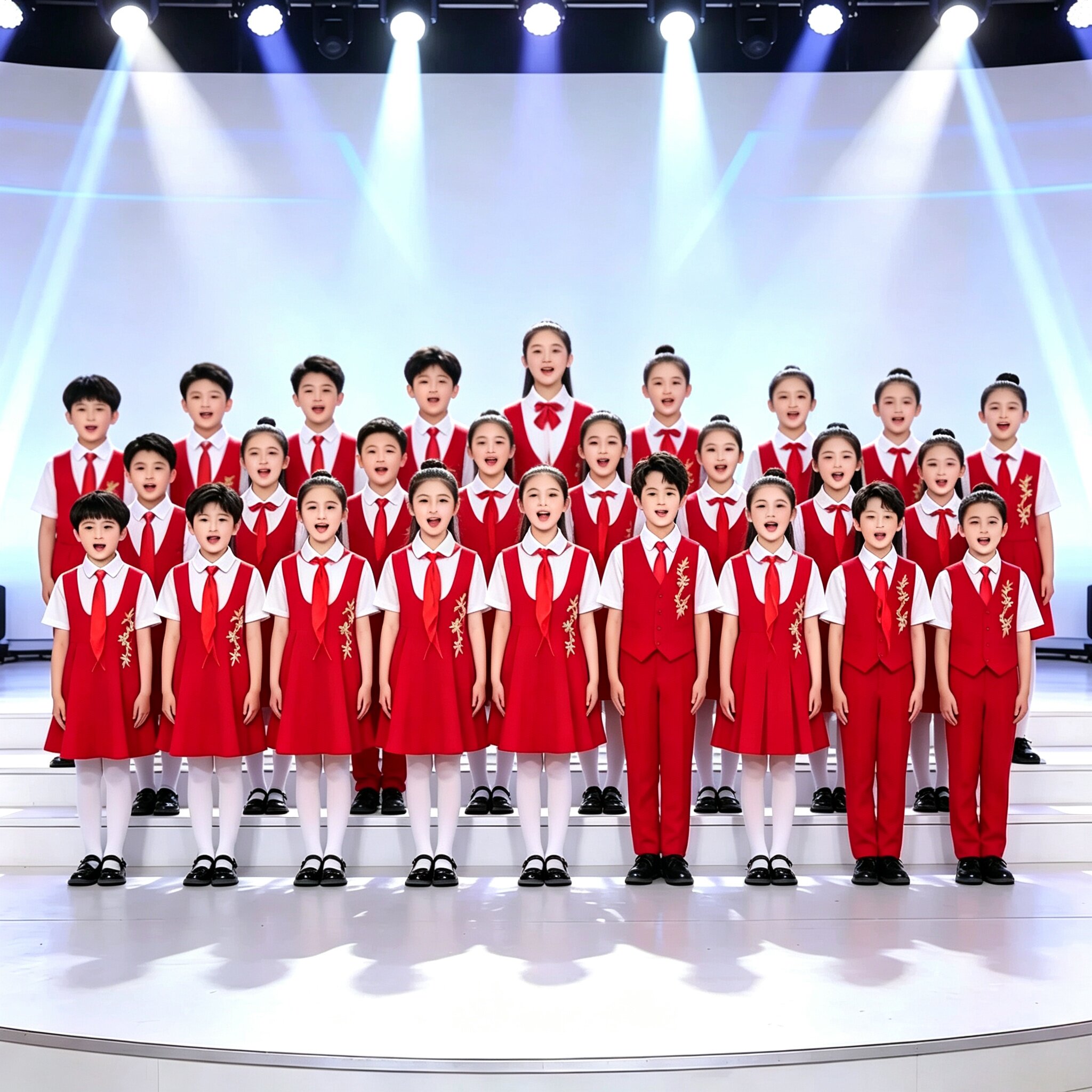 儿童合唱团爱国朗诵比赛演出服男女童少儿小学生演讲服装红色礼服图片