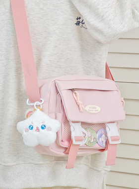 日系二次元少女休闲透明痛包简约百搭学生斜挎包女工装手机小包包