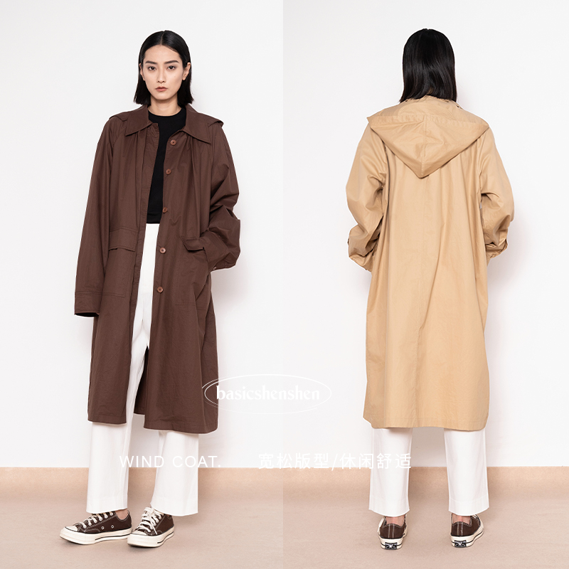 basicshenshen长款简约风衣