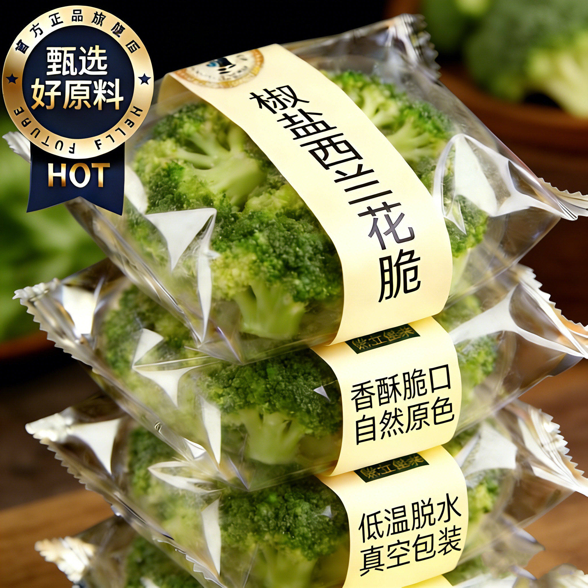 西蓝色的花脆椒盐味脱水果蔬脆即食旗舰店蔬菜干西兰花脆解馋代餐