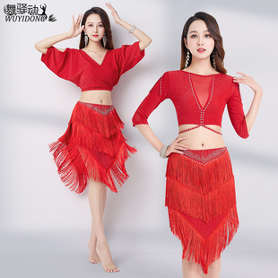 肚皮舞服装2025新款烫钻流苏裙性感显瘦鼓舞演出服东方舞舞蹈服女
