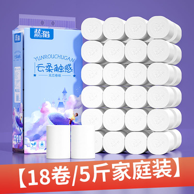 蓝猫卷纸5斤装家用实惠卫生纸无芯卷纸加厚纸巾擦手纸厕所用厕纸