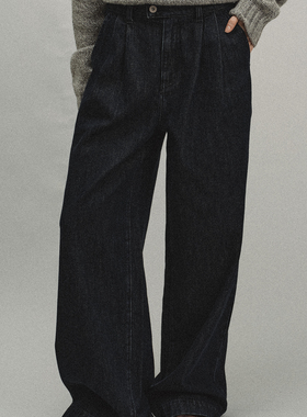 Tonō 中低腰宽松腰部叠褶直筒牛仔裤｜Tonolab