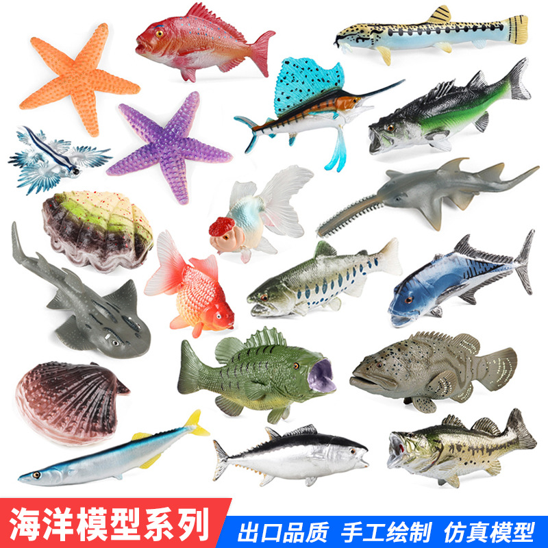 实心仿真海洋生物动物模型鲈鱼
