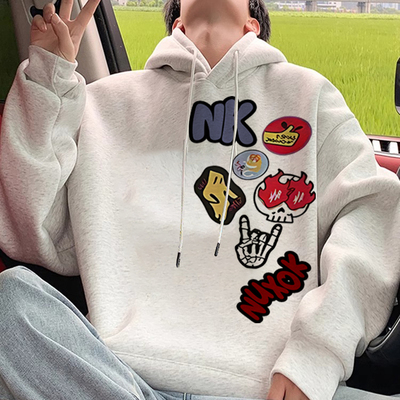 美式潮牌街头连帽卫衣男女秋季薄款宽松oversize高街情侣连帽外套