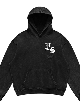 BOMBA STUDIO美式咔叽hiphop街头风潮牌连帽卫衣水洗做旧复古上衣