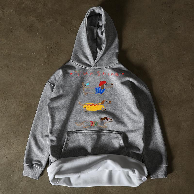 搞钱做慈善 银狐绒580克保暖！美式长袖女加绒加厚男上衣连帽卫衣