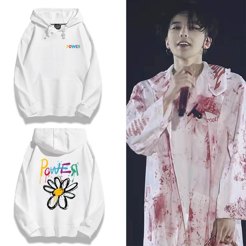 权志龙周边连帽卫衣花花男女学生青少年秋冬新款宽松粉丝应援服潮