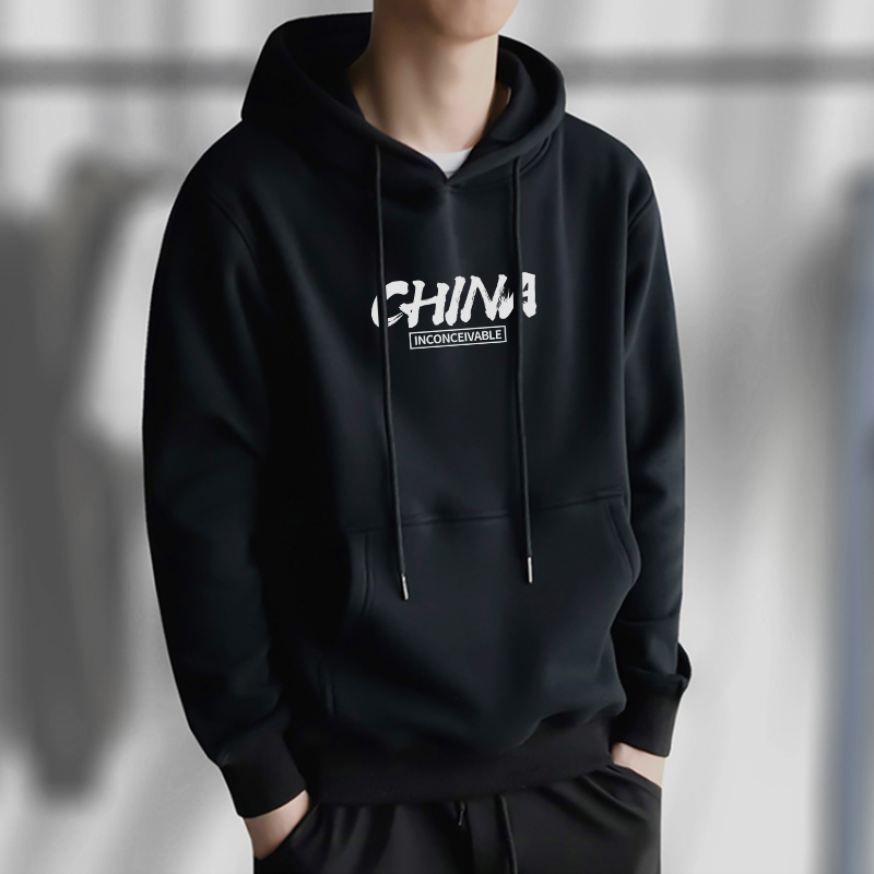 中国风连帽卫衣男2024新款