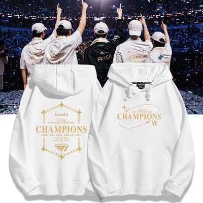 T1战队S15总决赛夺冠军纪念6六冠FAKER同款队服连帽卫衣男外套冬