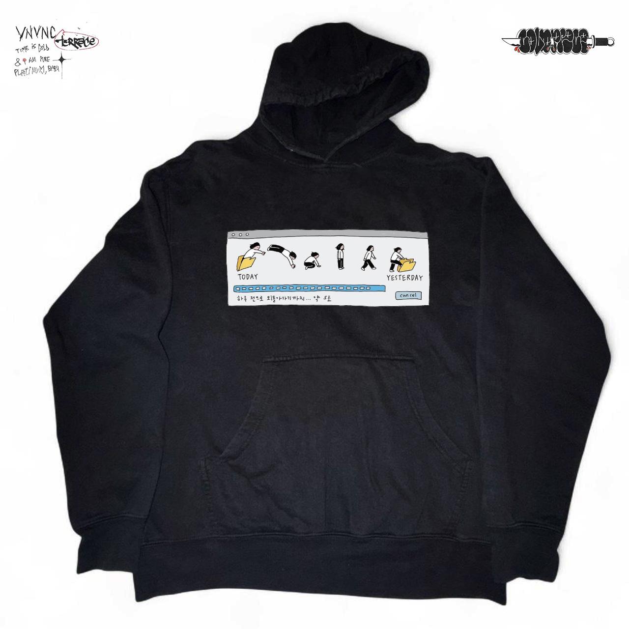 清仓款！小众设计感创意文案连帽衫黑色重磅高级感卫衣情侣装上衣