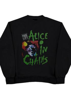 90年代摇滚嘻哈风Alice in Chains 爱丽丝囚徒乐队小众设计感卫衣