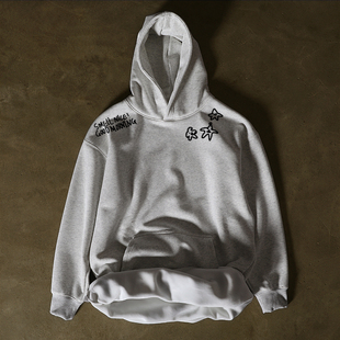 搞钱做慈善 银狐绒580克保暖！美式长袖女加绒加厚男上衣连帽卫衣