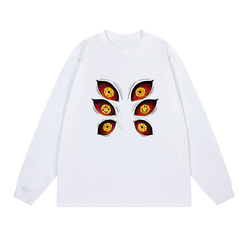 胶囊工作室动漫鬼灭黑死牟周边长袖T恤重磅纯棉复古圆领打底衫秋