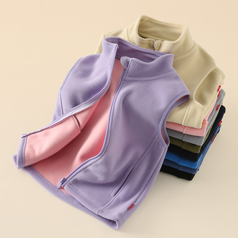 儿童秋季马甲加厚摇粒绒保暖背心春秋穿男女童大童抓绒外穿外套