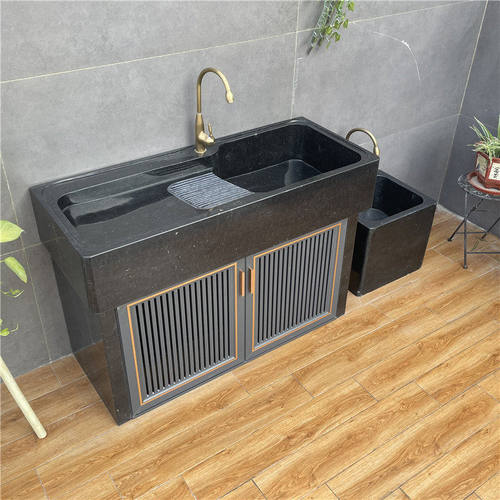 家用阳台洗衣柜洗衣盆石头洗衣池盆台一体花园室外落地式洗手池槽