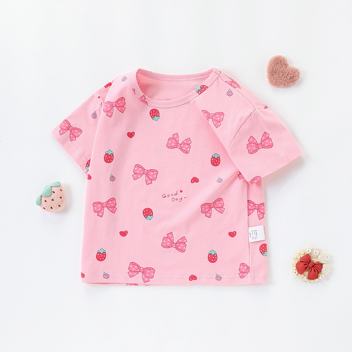 【时尚满印百搭T恤】童装女童夏季新款亲肤打底衫儿童休闲短袖衫