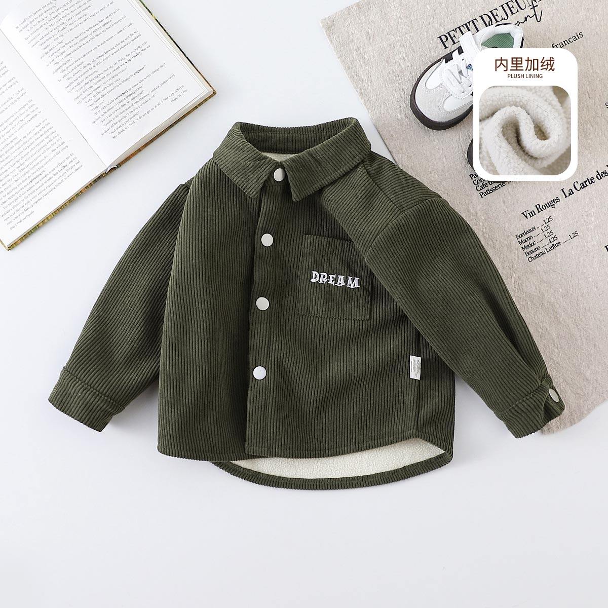 【山系户外加绒灯芯绒衬衫】童装男童冬季帅气百搭衬衫儿童保暖上