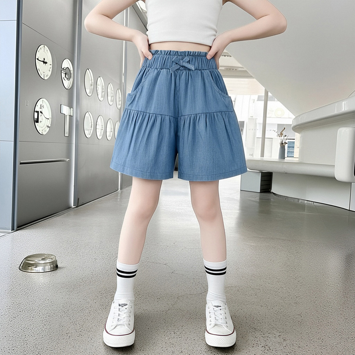 【宽松舒适】童装女童夏季休闲纯棉短裤儿童洋气甜美百搭简约裙裤