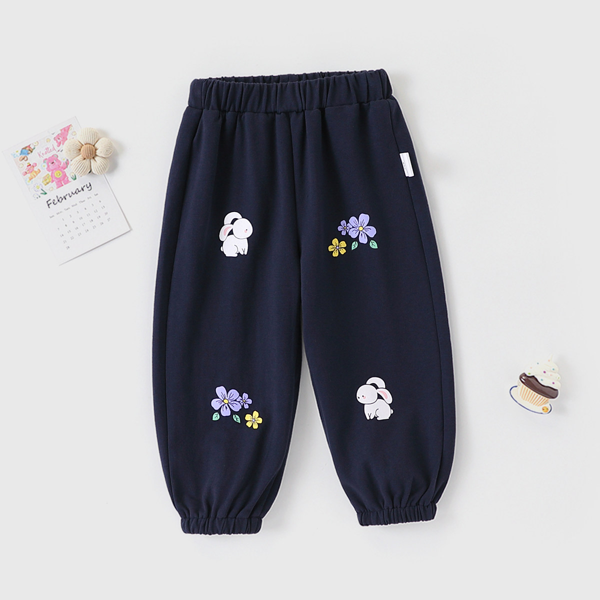 【甜美休闲裤】童装女宝宝春季舒适卫衣长裤小童宽松百搭运动长裤