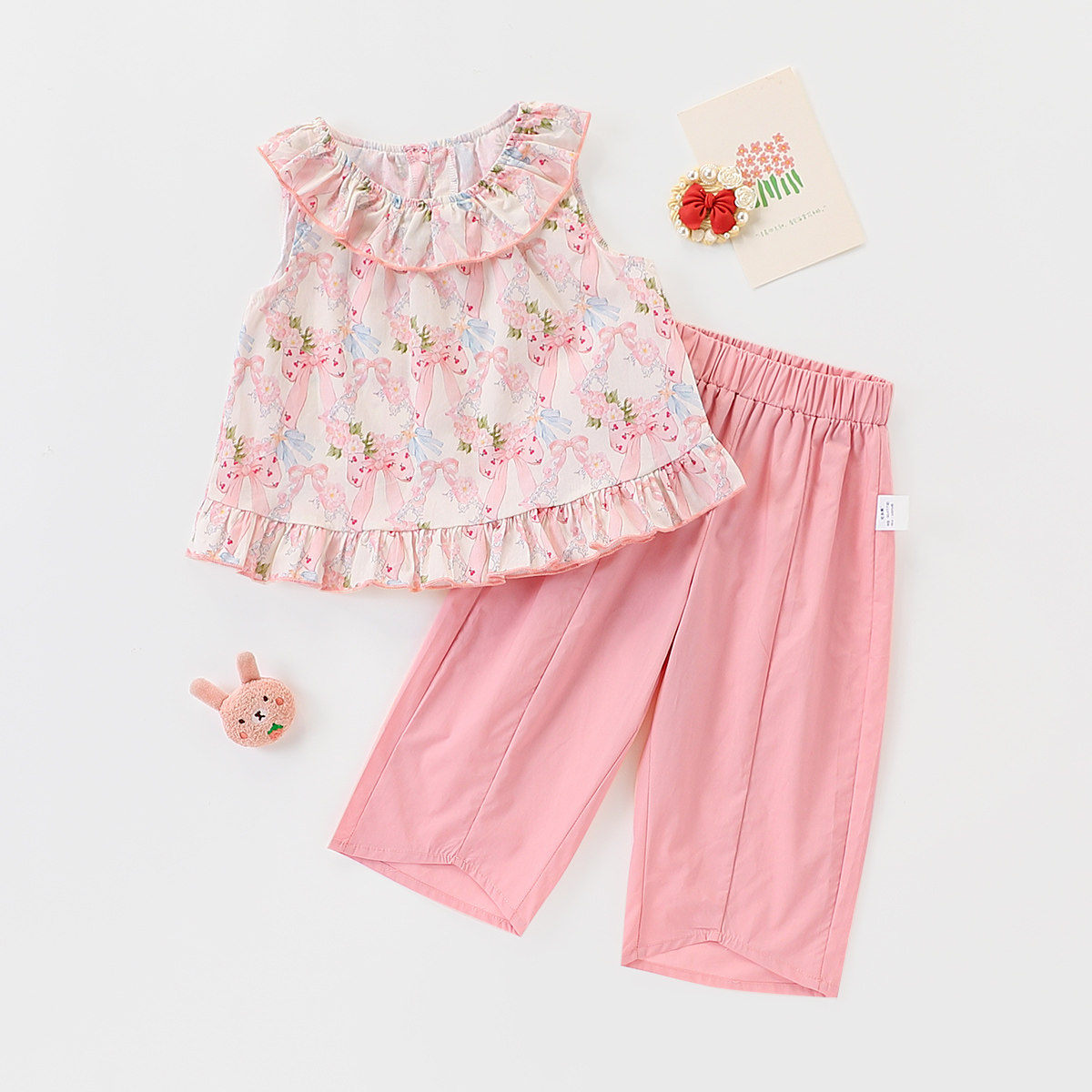 【时尚洋气甜美套装】童装女童夏季背心阔腿裤两件套儿童清凉套装,童装/婴儿装/亲子装,套装,淘宝优惠券,粉丝福利购,淘宝优惠卷