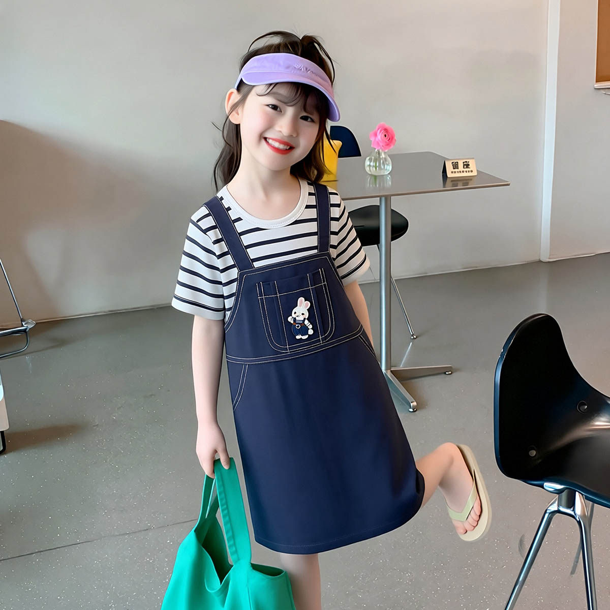 【洋气甜美T恤裙】童装女童夏季时尚甜美假两件公主裙儿童拼接裙