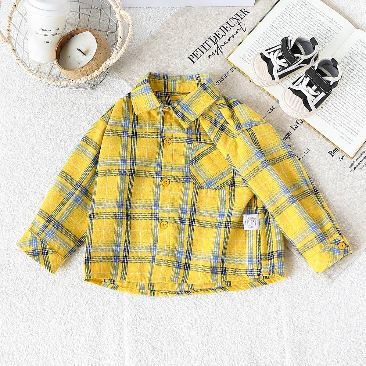 【复古格纹百搭衬衫】童装男童秋季帅气百搭衬衫儿童时尚休闲上衣
