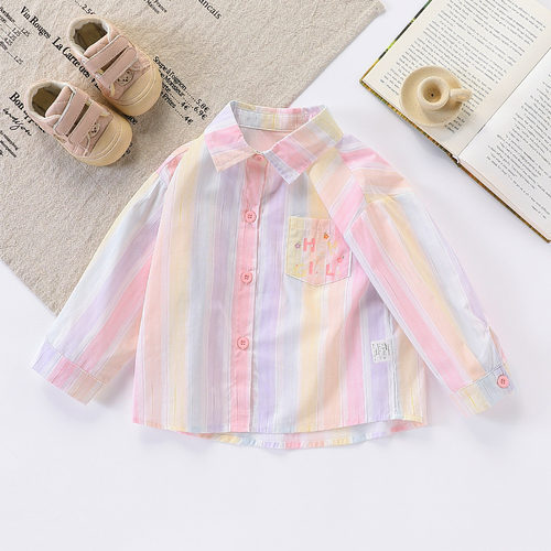 时髦潮酷拼色衬衫童装女童