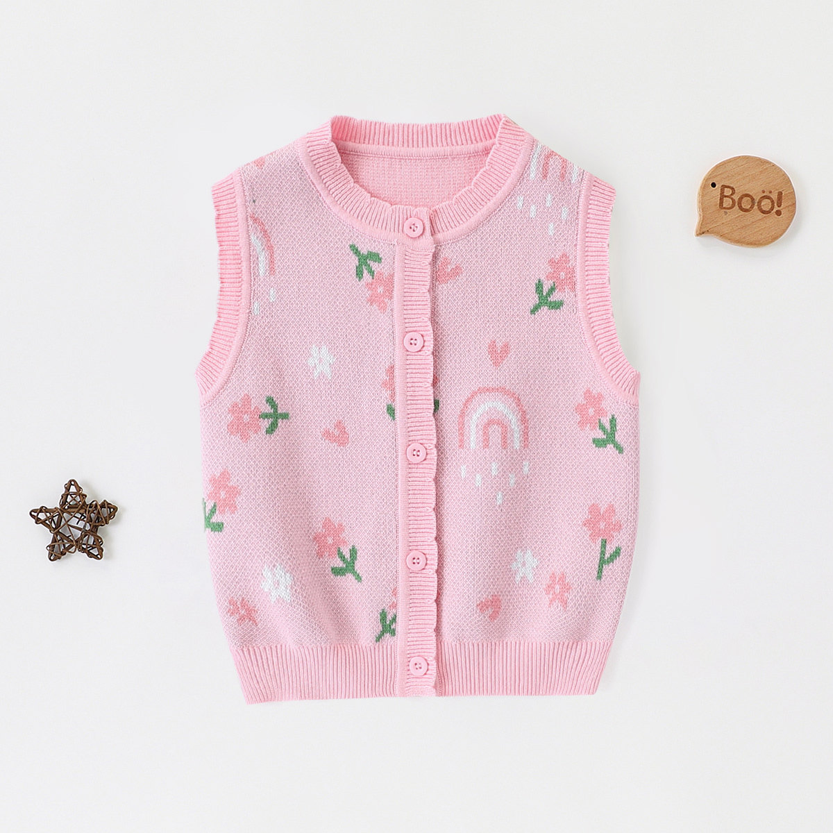 【甜美可爱开衫马甲】童装女童春季时尚百搭背心毛衫儿童针织开衫