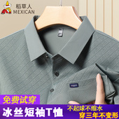 男款 t恤衫 冰丝Polo衫 爸爸夏装 稻草人短袖 上衣中老年夏季 新款 半袖