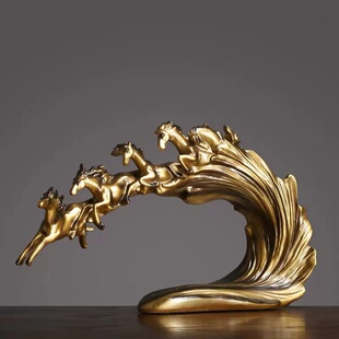 骏马摆件欧式万马奔腾家居客厅玄关装饰品马到成功样板房摆设大气