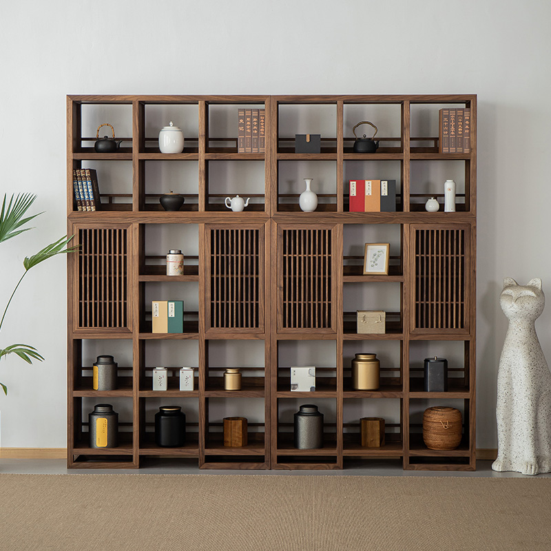 洪林坊博古架北美黑胡桃木
