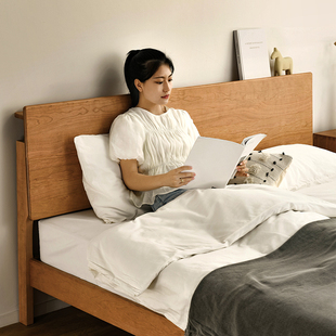 联邦家具简约北欧樱桃木实木床主卧侘寂日式 推荐 兰亭床 爆款