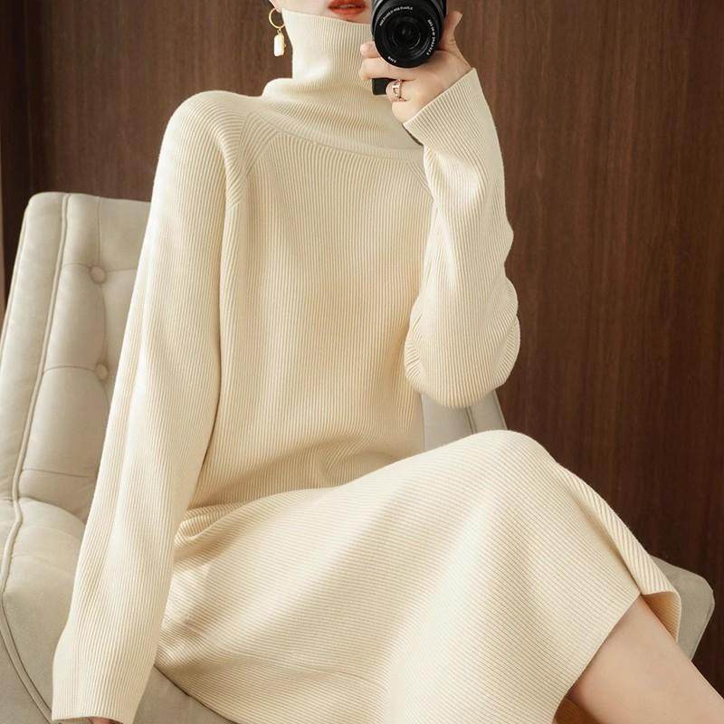 长款毛衣女过膝秋冬新款宽松加厚高领针织连衣裙连体长裙内搭打底,女装/女士精品,连衣裙,淘宝优惠券,粉丝福利购,淘宝优惠卷