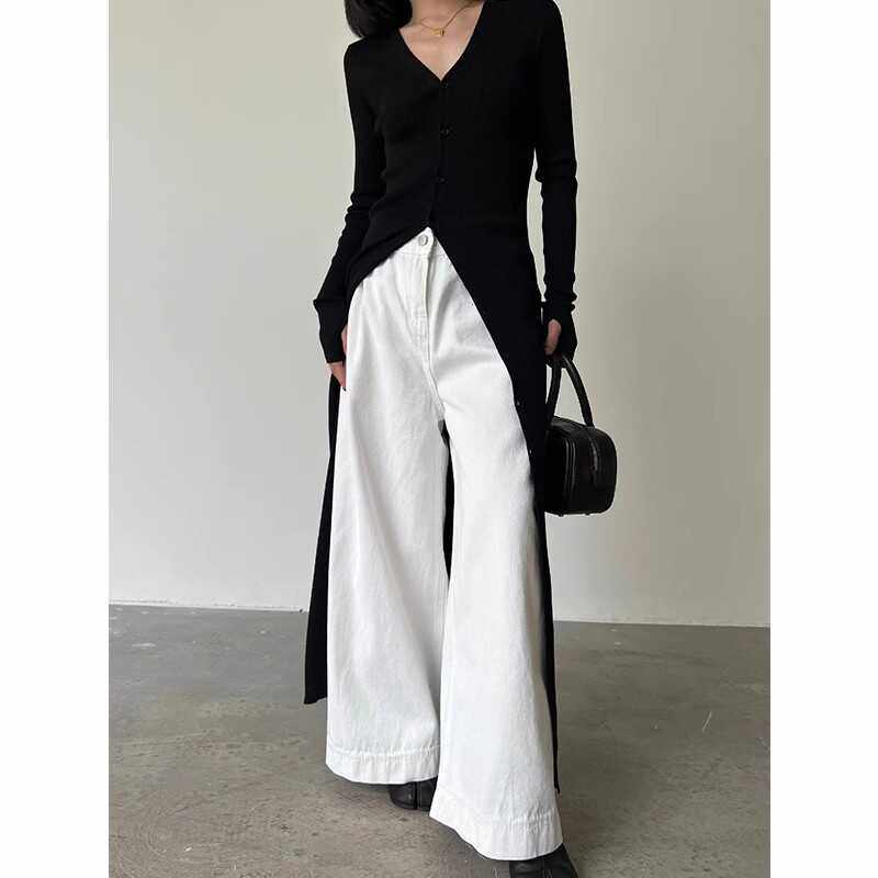 黑色V领修身长款针织开衫连衣裙女2024早秋新款复古气质慵懒百搭