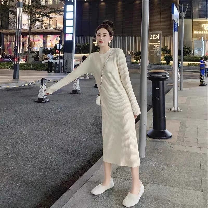 2024秋冬季新款内搭中长款配大衣过膝白色针织打底毛衣连衣裙子女,女装/女士精品,连衣裙,淘宝优惠券,粉丝福利购,淘宝优惠卷