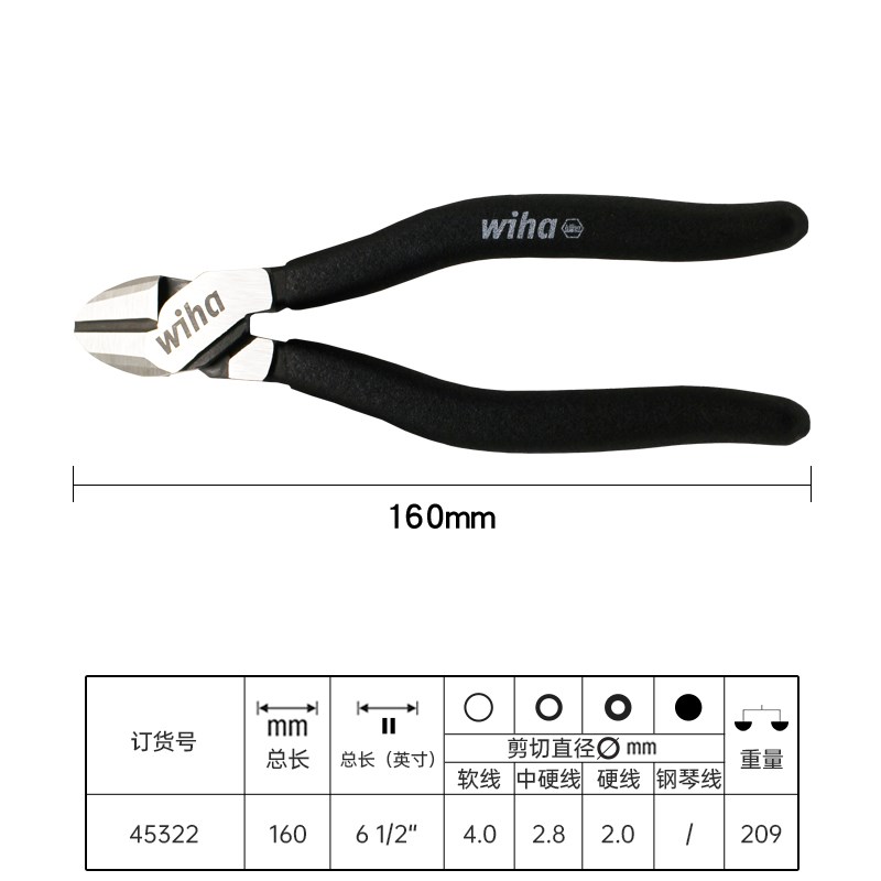 原装wiha威汉黑森林电工钳子尖嘴钳钢丝钳斜口钳线缆钳水口钳