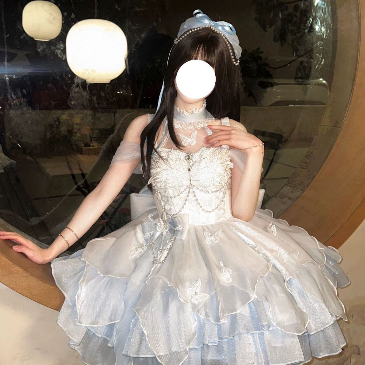 【天鹅湖】韩版收腰公主小礼服显瘦细闪蝴蝶洛丽塔蓬蓬裙毕业礼服