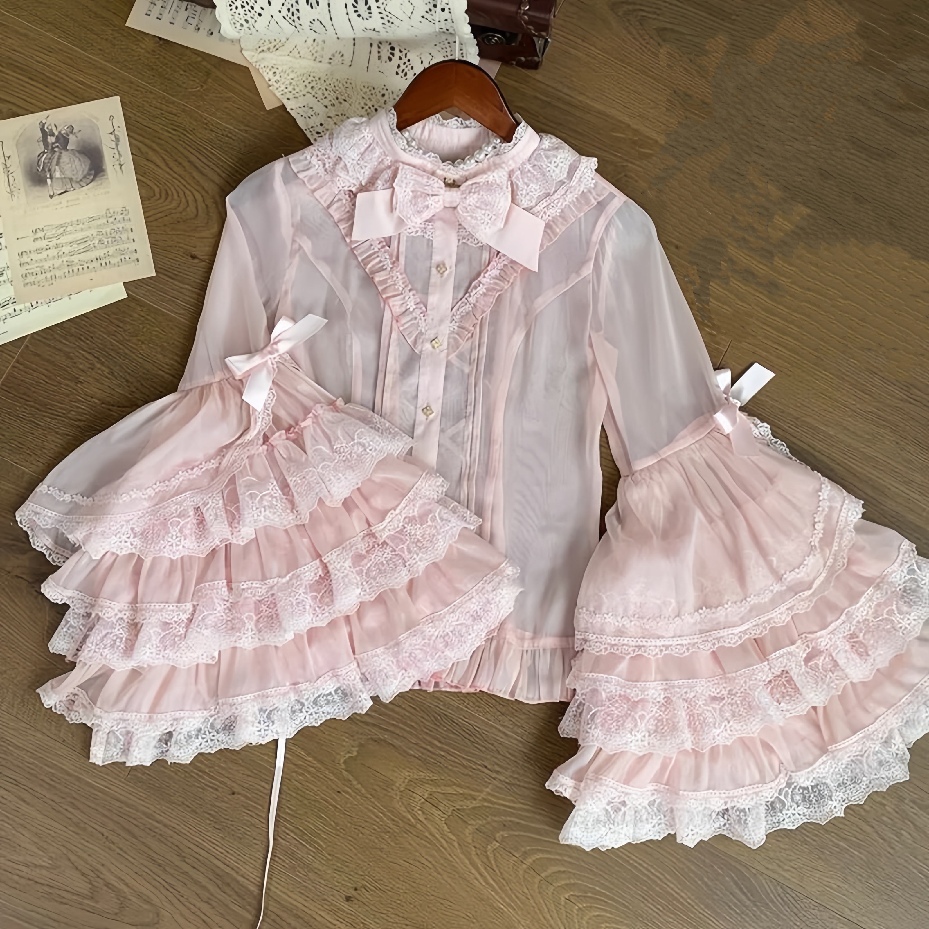 Lolita姬袖内搭衬衫蕾丝花边衬衣