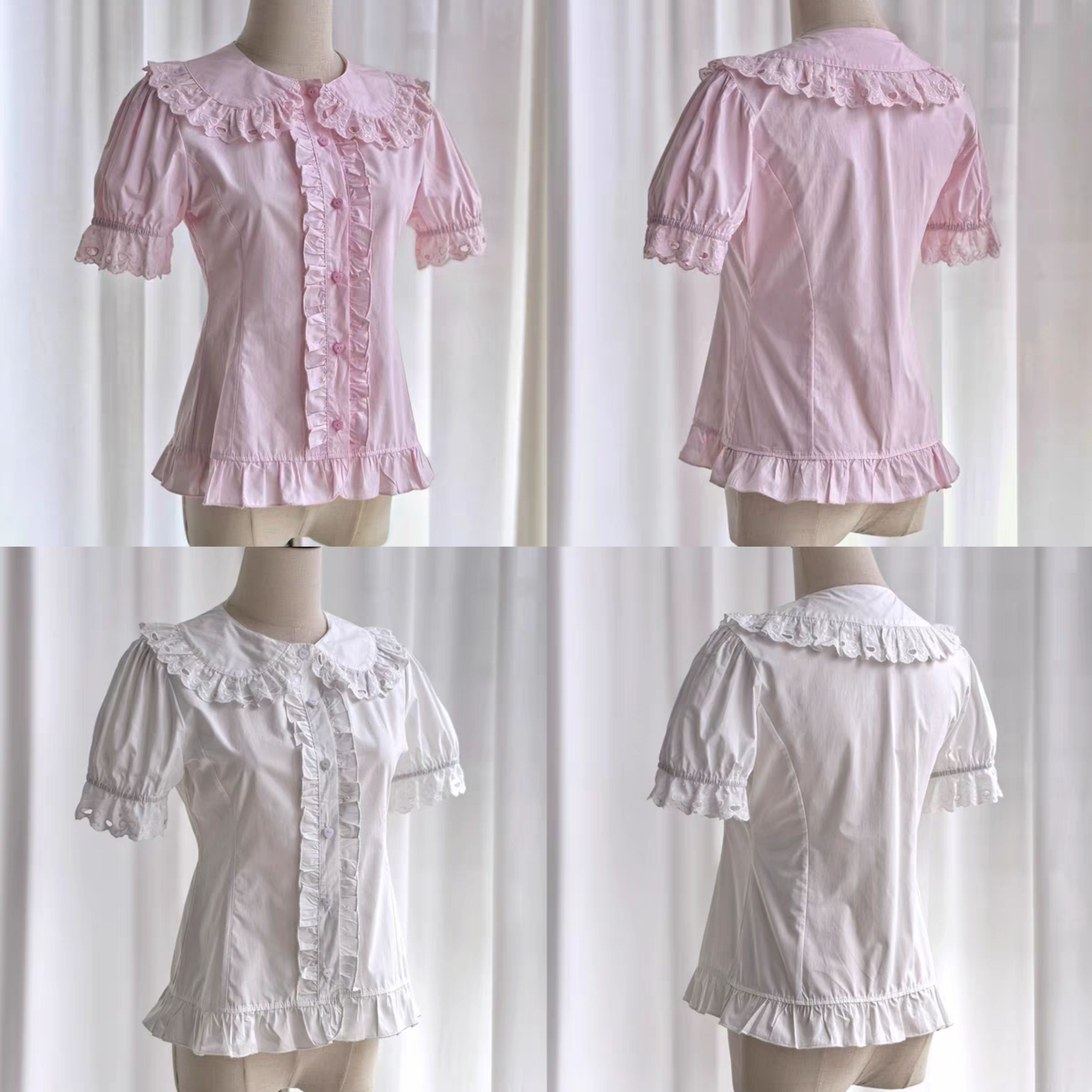 Lolita短袖内搭百搭娃娃领衬衫夏