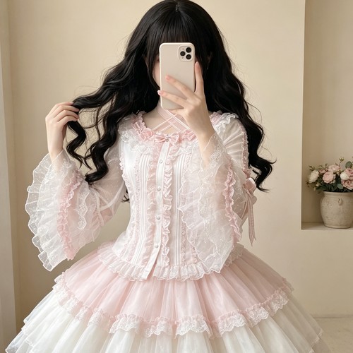 古早doll感姬袖上衣cla系衬衫新