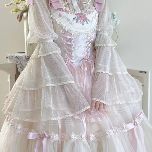 点纱长袖内搭lolita夏日薄纱打底