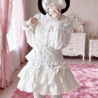 lolita白色衬衫长袖秋冬内搭上衣