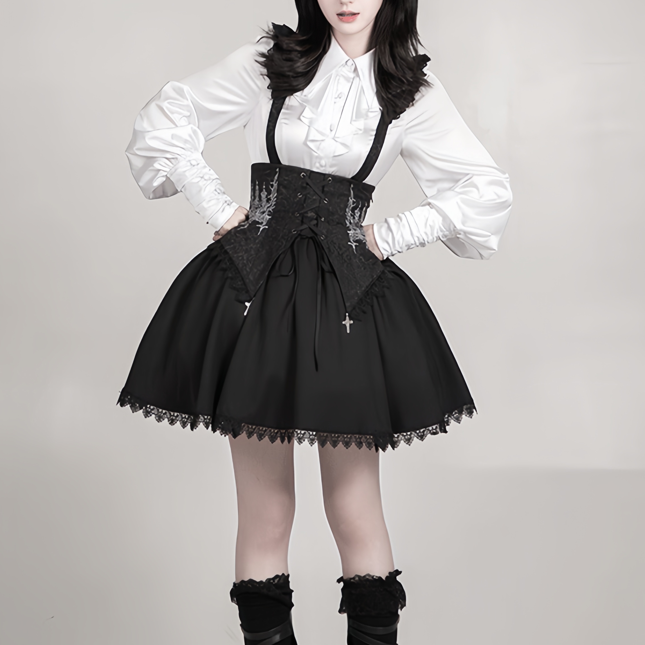 白色lolita内搭羊腿袖王子系衬衫