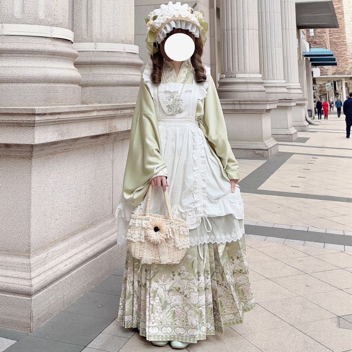 汉洋折衷绿色套装洛丽塔汉元素新