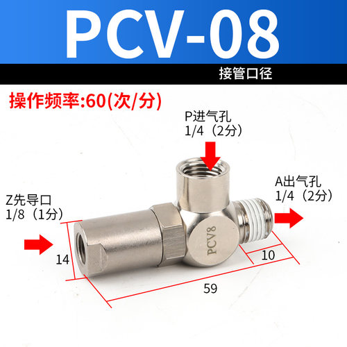 气动单向诱导止回阀逆止阀PCV-06/10/15F气缸气控安全保压阀PCV-8
