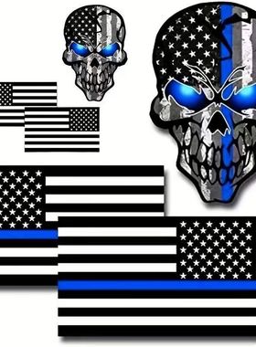 3in1黑色美国国旗的骷髅贴纸